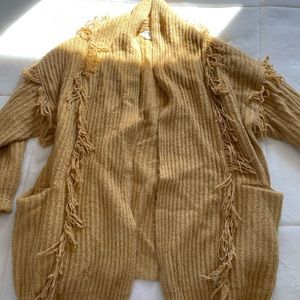 Anthropologie Amanza Yellow Fringe Cardigan Sweater. Gently worn.